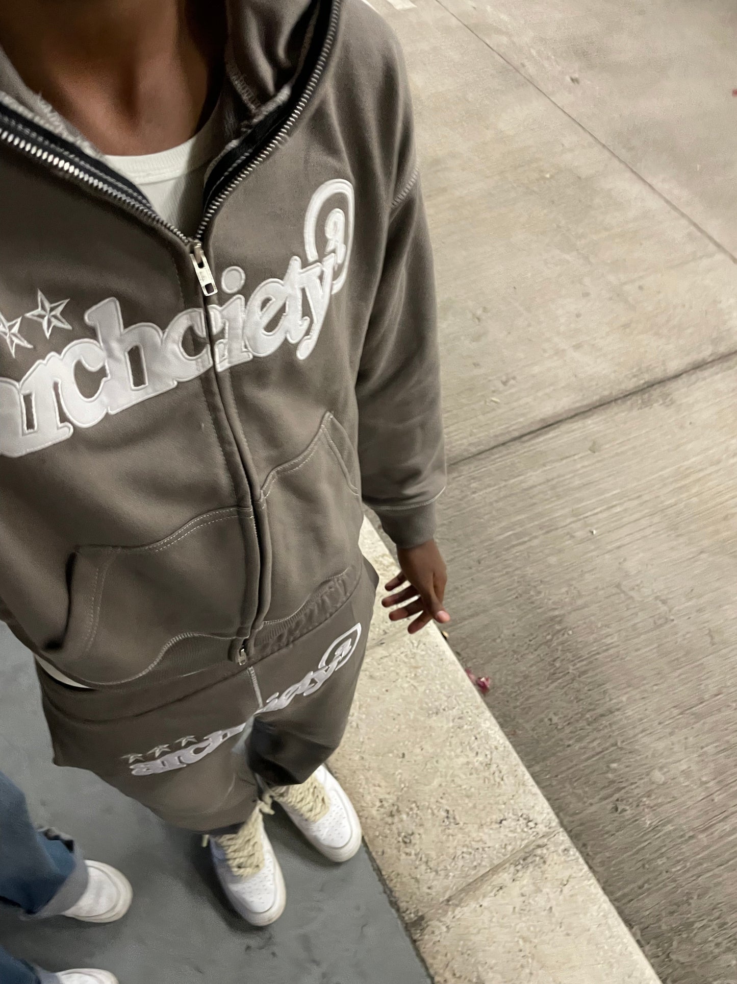 Archciety White Stars Full zip Hoodie [Grey]