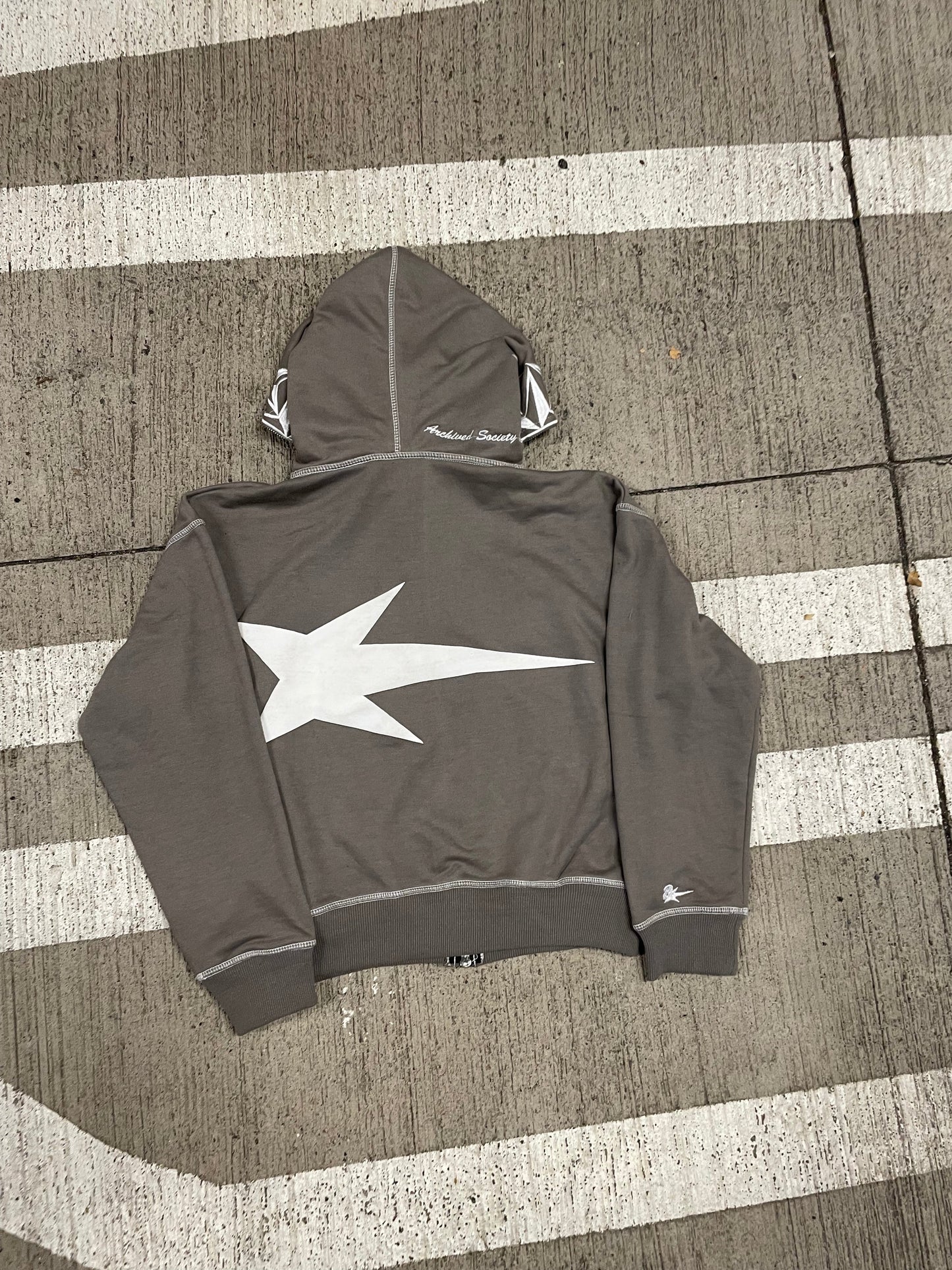 Archciety White Stars Full zip Hoodie [Grey]