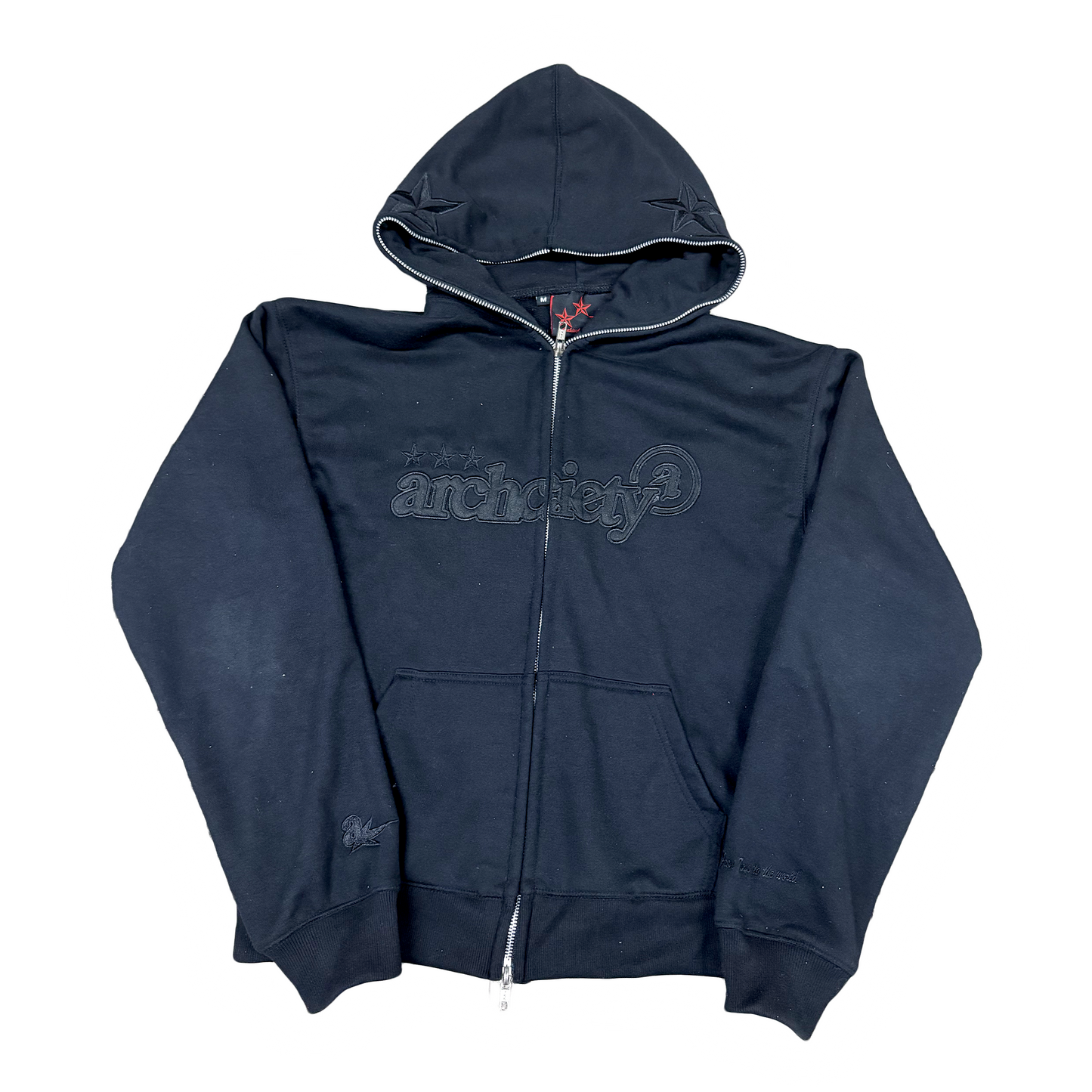 Archciety Black on Black Stars Full zip Hoodie