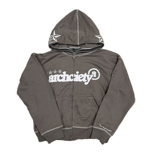 Archciety White Stars Full zip Hoodie [Grey]